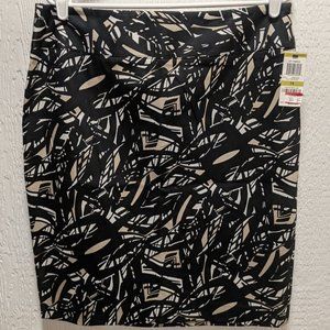 NWT Alfani Black/Beige/White Pencil Skirt Size 14